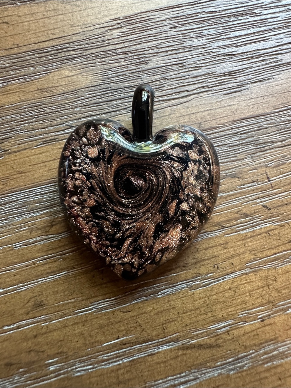 Copper and Black Murano Glass Pendant